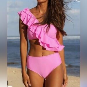 Live Life on the Beach One-Shoulder Bikini, NWT